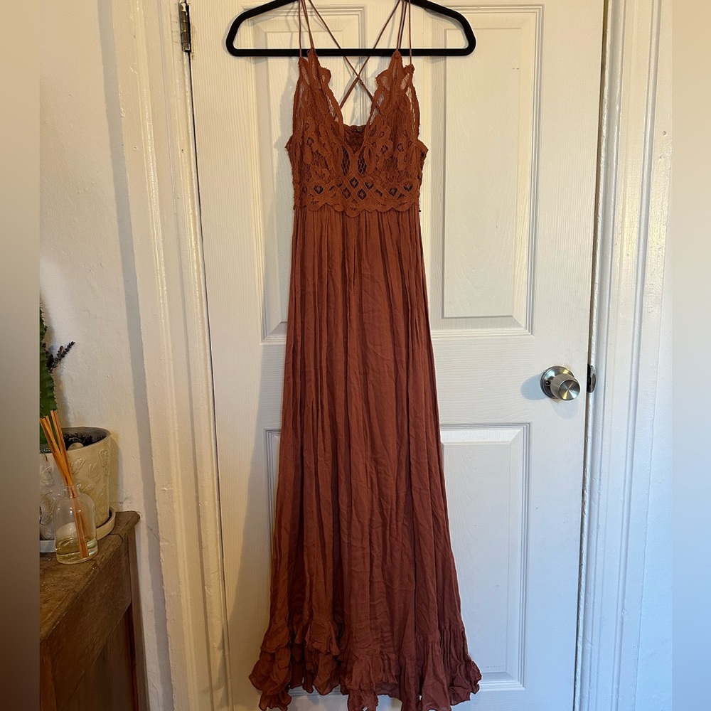 Free People ONE Adella Maxi Slip Dress in Dusty Rose 🌹
